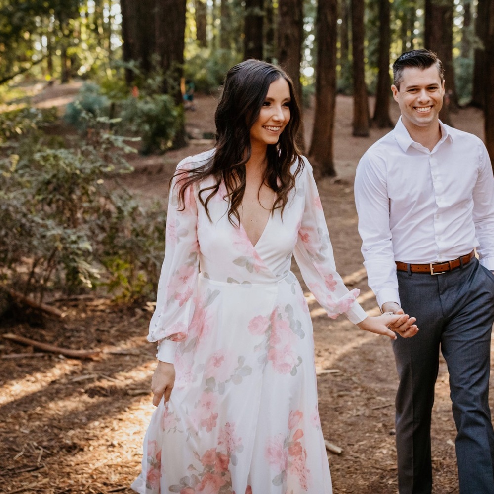 Lulus White Floral Maxi Dress with Long Sleeves